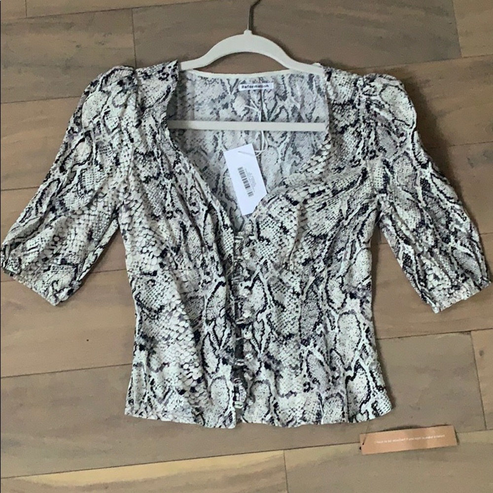 Reformation Eliana Top in Rattlesnake Print
